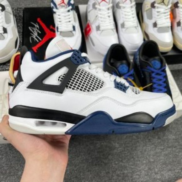 Air Jordan 4 white black blue